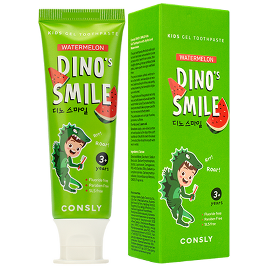 Зубная паста гелевая детская Dino's Smile с ксилитом и вкусом арбуза Consly 60 гр